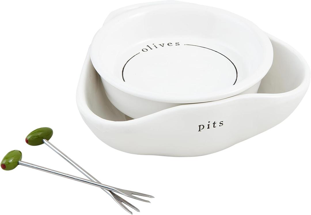 Mud Pie Stacked Olive Dish; bowl 2" x 5 1/2" dia | pick 4"