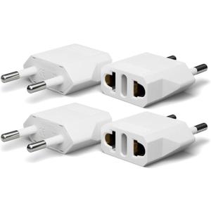 4 Pack European Travel Plug Adapter, Unidapt US to Europe Plug Adapter, European Adapter Type C Pin Adaptor, Outlet Converter America USA to Europe Italy Spain Germany France EU, Power Plug, White