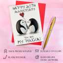 Handmade 20th Wedding Anniversary Card for Couple, Handcrafted 20 th Anniversary Card Gift for Wife or Husband, Happy 20th Cards for Women and Men, Cute Hand-painted Penguin Card