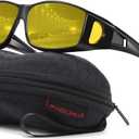 FAGUMA Night Vision Driving Glasses Fit Over Glasses Wrap Around Glasses for Men Women HD Anti Glare Yellow Lens