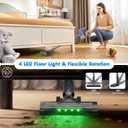 Cordless Vacuum Cleaner, 580W/50Kpa/50Mins Stick Vacuum for Home, LED Touch Screen, Anti-Tangle, Wall Mount Charging Lightweight Rechargeable Vacuum for Carpet Pet Hair Hardwood Floor Blue