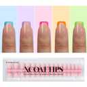 BTArtboxnails Short Square French Tip Press on Nails - 5 Bright Spring Colors, Strong UV Gel Bond for Long Wear, Salon Fake Nails for Easter & Parties, 160Pcs