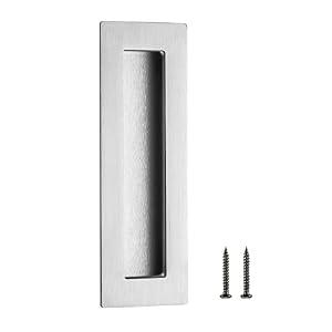Ravinte Sliding Closet Door Handles Flush Pulls Recessed Finger Pulls for Sliding Barn Door Sqaure Cabinet Handles Stainless Steel (Brushed Nickel, 150mm, 1 Pack)