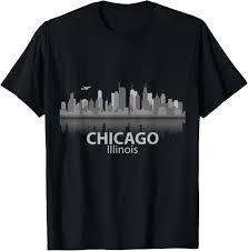 Chicago T-Shirt City Skyline Landmark Souvenir Home Love Tee, M