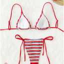 GORGLITTER Women's Striped High Waisted Bikini Sets Cute Cheeky Triangle String Thong Swimsuit Bathing Suit 2 Piece (M)