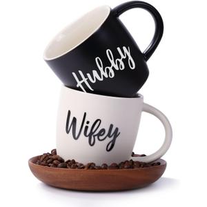 Wedding Gifts for Couples,Hubby & Wifey Wedding Coffee Cup Set,Bridal Shower Gifts for Bride and Groom, Newly-Married Anniversary for Him/HerMr and Mrs Gift