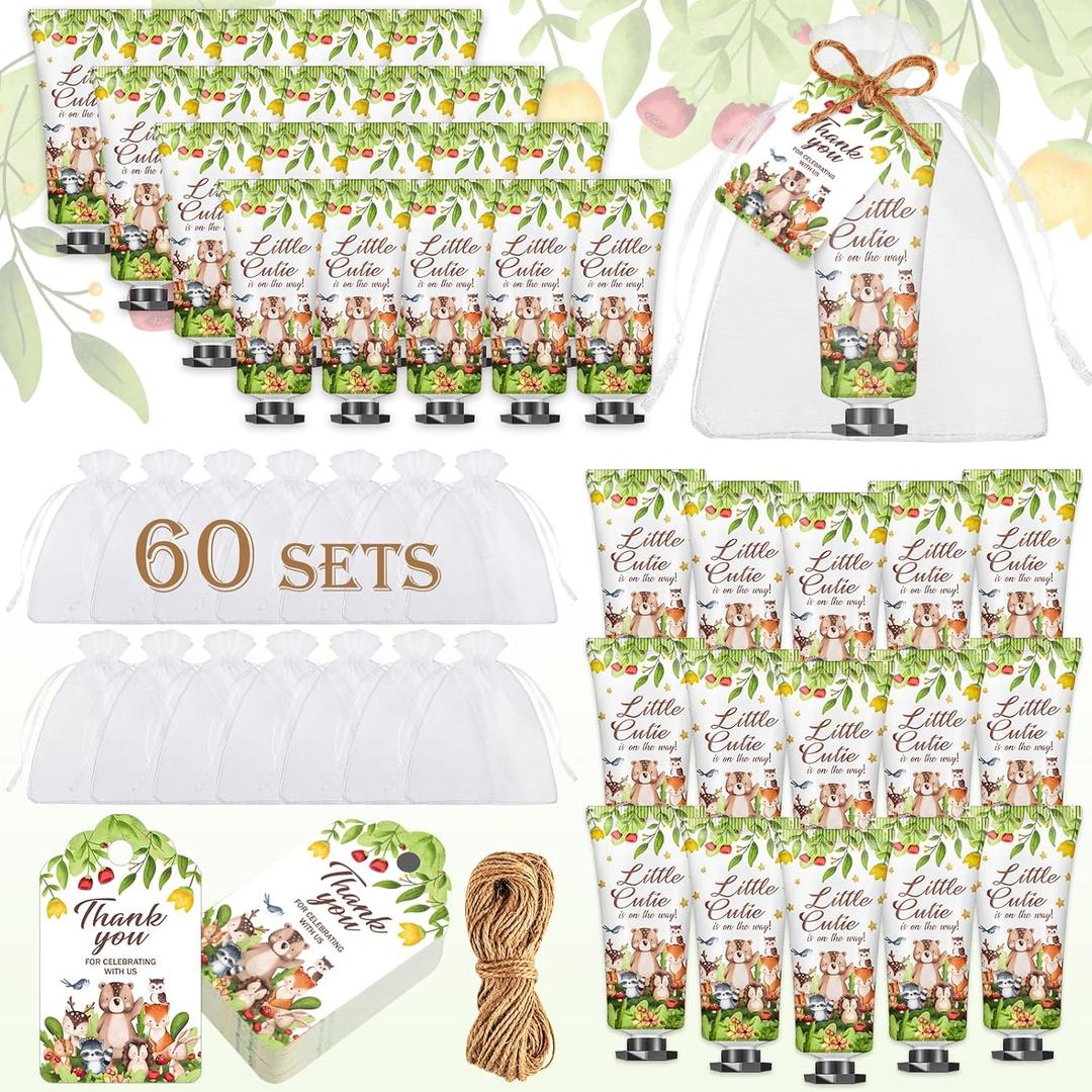 60 Sets Baby Hand Cream, Party Favors & Gifts for Guests, Bridal Shower, Travel Size Hand Lotion Bulk for Wedding, Thank You Gifts & Christmas Holiday Animals
