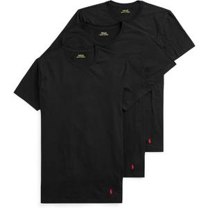 POLO RALPH LAUREN Men's T-Shirt, 3-Pack, Classic Men's Cotton Crewneck Shirts, Moisture-Wicking, (Black, XL)