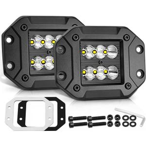 Flush Mount LED Pods, Nirider 2PCS 120W 5 Inch CREE LED Fog Lights Flush Off Road Light Pods Spot Light Bars Back Up Reverse Bumper Lights for Truck Car SXS UTV ATV Tractor Boat