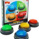 Set of 4 Buzzers for Trivia Games, Answer Buzzers for Classroom, Family Feud Jeopardy Buzzer, Game Buzzers with Lights and Sound for Classroom, Game Show Buzzer Buttons