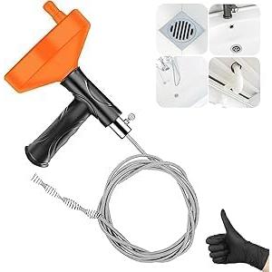 Drain Snake Auger, Plumbing Snake Drain Hair Clog Removal Tool, Heavy Duty Toilet Snake Auger, Sink Unclogger Drain Cleaner Tool for Bathroom Kitchen Tub Shower Drain Clog Remover with Gloves33 Feet
