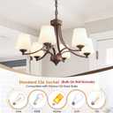 6-Light Farmhouse Chandelier Oil Rubbed Bronze Pendant Light Fixture with Frosted Glass, Rustic Ceiling Lighting Modern Hanging Lamp for Dining Room Living Room Bedroom, 47.2" Height Adjustable