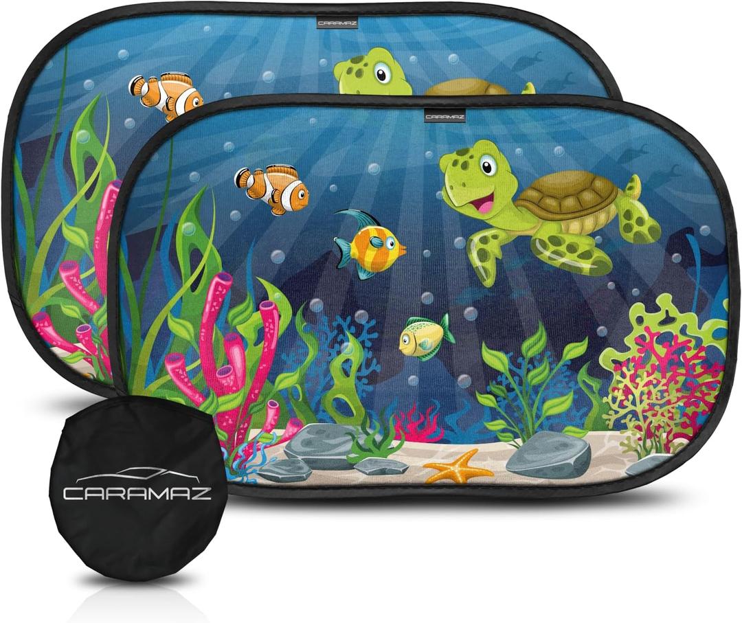 Car Window Shade for Baby with Certified UV-Protection 2 Pack - 20"x12" (Ocean)