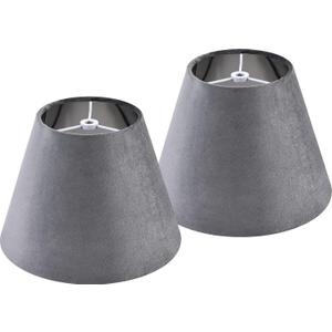 GOSO 5"9"6.4"(Spider) Gray Velvet Lamp Shades Set of 2 Small Drum, Rustic Lamp Shade for Table Lamps Wall Mount,Modern Bell Lampshades Replacement for Bedroom,No Assembly Required