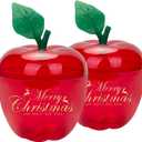 HANZE Large Red Apple-Shaped Decorative Containers - 2 Pack Plastic Storage Jars for Home Decor, Holiday Party Ornaments, and Festive Gift Packaging - Red Reusable Fruit-Inspired Accent Pieces