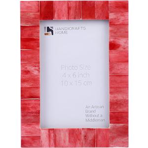 Handicrafts Home 4x6 Christmas Decor Red Picture Frame  Handmade Bone Inlay Photo Frame for Christmas Gifts, Valentines Day Gift, Colorful Farmhouse Decor, Vintage Home Decor & Living Room Wall Art