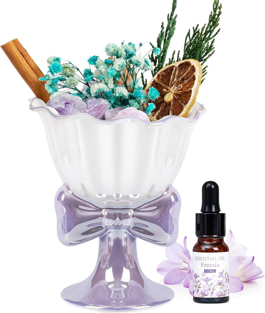 2 x Essential Oil Diffuser Set, Natural Crystal Stone, Freesia Aromatherapy Diffuser, Home Fragrance, Reed Diffuser, for Bedroom, Bathroom, Shelf Decor