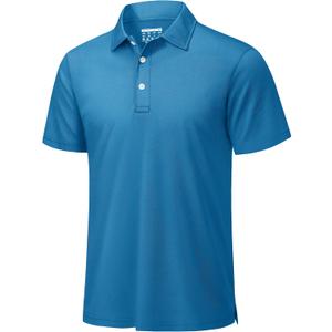 TACVASEN Men's Golf Polo Shirts Men's Collared Shirts Short Sleeve Moisture Wicking Golf Shirts Men's Polo Shirts Peacock Blue, 2XL