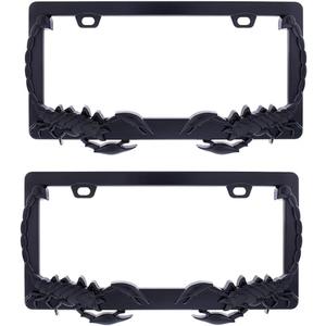 2PCS Car License Plate Frame American Standard License Plate Holder, Car License Plate Covers with Screws & Tools (Black-Scorpion, 12.65 * 6.5 * 3.85)