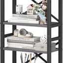 Homeiju Desktop Bookshelf, 4-Tier Stackable Narrow Desk Bookcase, Adjustable Industrial Desk Organizer Display Shelf, Wood Desktop Book Organizer for Living Room, Bedroom and Home Office(Grey)