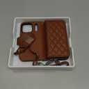 OCASE for iPhone 17 Pro Crossbody Wallet Case - Stylish PU Leather Handbag Phone Purse with Zipper Closure, Card Slots & RFID Blocking - Wrist Strap, Lanyard, Kickstand - Diamond Check Brown