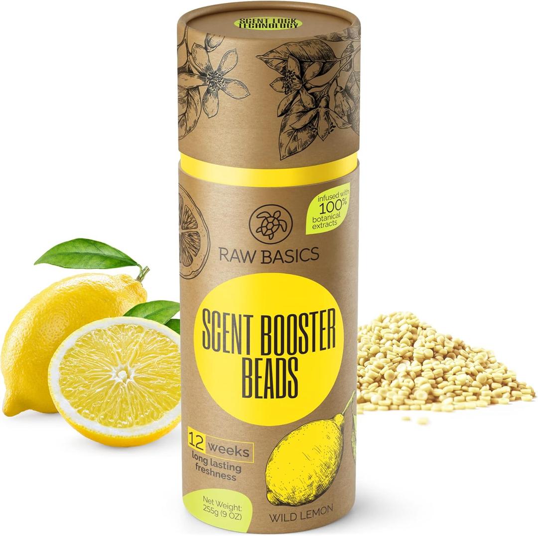 Scent Boosters for Washer, Wild Lemon Aroma - Bulk Laundry Booster Beads and Fabric Smell Deodorizer - In Wash Odor Eliminator Pods for Fresh Scented Clothes (9 Ounce (Pack of 1))