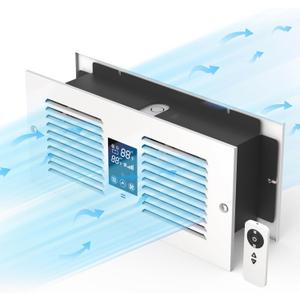 Room to Room Air Transfer Fan with Remote, 300 CFM Through Wall Vent Fan with Temperature Control, Hardwired Room to Room Fan for Kitchen, Wood Stove & Laundry (Fits 3.8"-7.4" Walls), Medium