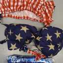 4th of July Porch Goose Outfits,3 Pcs Goose Outfit Set with Bow Headband,Bikini Skirt and Swim Ring,Fits 23-Inch Lawn Goose Statue,Patriotic Porch Goose Clothes for Yard Garden Patio Decor