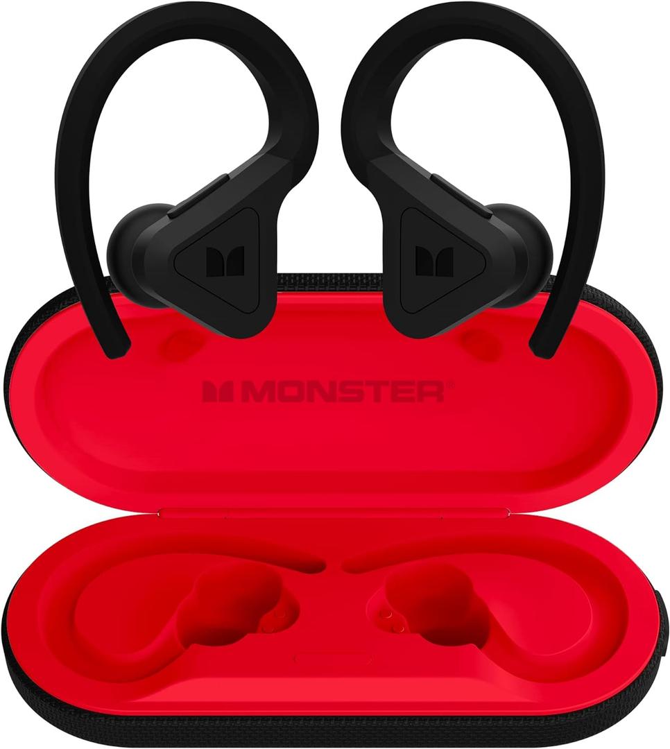 Monster DNA Fit Wireless Bluetooth Earbuds - Noise Cancelling Earbuds with Wireless Charging Case & Built-in Microphone, Water Resistant Bluetooth Headphones & Ear Buds (Regular, Black)