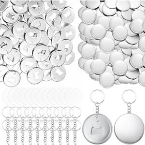 Tondiamo 50 Sets 58 mm/ 2.25 Inch Button Making Keychains Supplies Metal Button Badge Sets Including Metal Shell, Plastic Film, Backing Parts, Keychain for Maker Machine DIY Gifts (Bottle Opener)