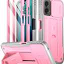 Poetic Revolution Case for Motorola Moto G 5G 2024, [Slide Camera Cover], Full-Body Military Grade Rugged Shockproof Cover with Kickstand and Built-in-Screen Protector, Pink