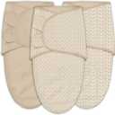 SWEET DOLPHIN 3-Pack Baby Swaddle Sleep Sacks - Newborn Swaddle Blanket with Soft Cotton - Ergonomic Wrap for Boys and Girls, 3-6 Months, Brown (Large)