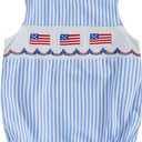 Adobabirl Baby 4th of July Outfit Boy Girl American Flag Bubble Romper Smocked Overalls Newborn Fourth of July Clothes (Blue, 0-3 Months)