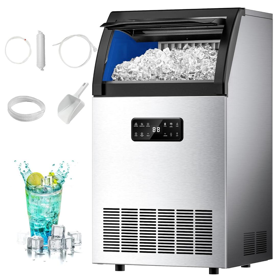 EUHOMY Commercial Ice Maker,105lbs/24H,Stainless Steel Under Counter Ice Machine with Water Filter,33lbs Storage Capacity, 45 Cubes in 8-12 Mins, Freestanding Ice Machine for Home/Bar/Cafe/Restaurant EUHOMY Commercial Ice Maker,105lbs/24H,Stainless Steel Under Counter Ice Machine with Water Filter,33lbs Storage Capacity, 45 Cubes in 8-12 Mins, Freestanding Ice Machine for Home/Bar/Cafe/Restaurant