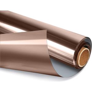 HIDBEA Window Privacy Film Daytime, Heat Control Anti UV Reflective One Way Mirror Window Tint for Home, Non-Adhesive Self Static Cling Window Stickers (Brown-Silver, 17.5 Inch x 6.5 Feet)