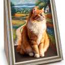 Cat Scratcher, Scratch Pad with Oil Painting, Furniture Saver Scratching Board, Cardboard Cat Scratcher House with Frame, Large Scratching Pad & Scratcher Bed, Cat Cardboard Scratcher for Indoor Cats