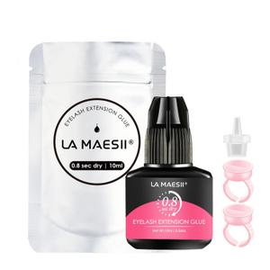 La Maesii Lash Extension Glue-Extra Strong Professional Eyelash Glue/0.34fl.oz/10ml/0.8 Fast Drying/Retension - 8 Weeks/Black Sensitive/Professional Supplies