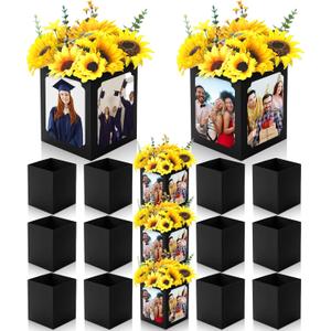 Spiareal 12 Pcs Graduation Box Centerpieces for Table 6/7 Inch Photo Display Congrats Grad Party Favor Gift College Picture Box Photo Props Frame for Graduation Table Decoration(Black)