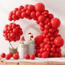 RUBFAC 129pcs Red Balloons Different Sizes 18 12 10 5 Inch for Garland Arch, Premium Latex Balloons Wedding Anniversary Bachelorette Casino Birthday Party Decorations