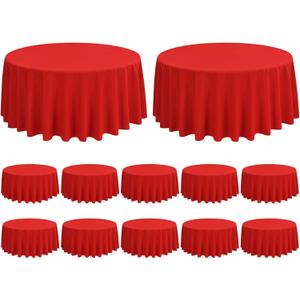 12 Pack Round Tablecloth Red Tablecloths 90 Inch,Circle Polyester Table Cloth,Washable Fabric Stain and Wrinkle Resistant Premium Round Table Cover for Wedding Parties Banquet Reception Dining