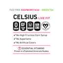 CELSIUS Raspberry Acai Green Tea, Functional Essential Energy Drink 12 Fl Oz (Pack of 12) Packaging may vary