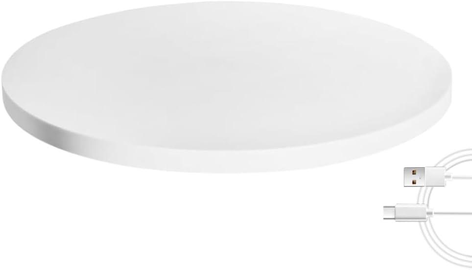 Fotoconic White Electric Motorized Rotating Turntable Display Stand, 24 Inch / 60cm Diameter, 180 Lb Centric Loading for Shop Display