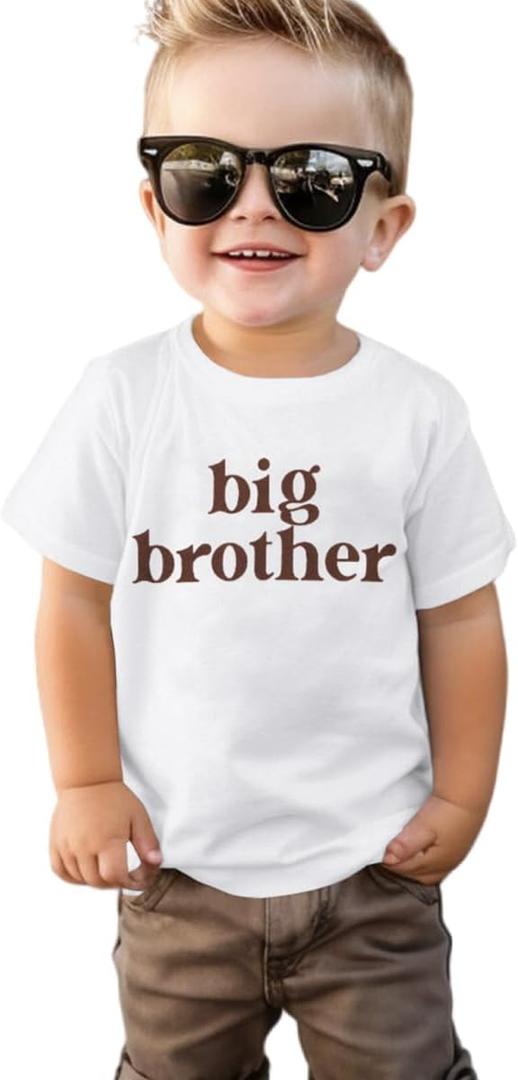 SOFEON Big Brother Shirt for Toddler Baby Boy Promoted to Big Brother Announcement T-Shirt Kids Summer Short Sleeve Tees (2-3T, White)