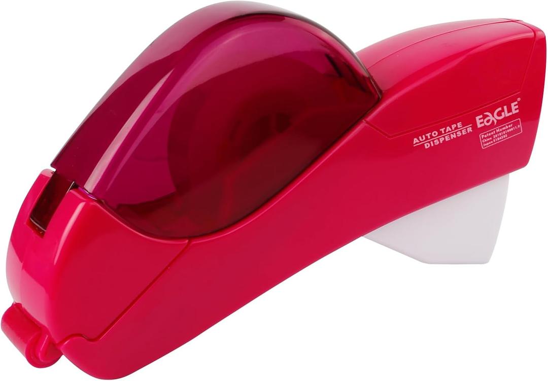 Eagle Automatic Tape Dispenser. Free 1/2" (12mm) and 3/4" (19mm). Ideal for Taping Gifts, Packages, Scrapbooks and Envelopes (Pink)