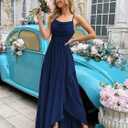 Women's 2026 Spring Formal Evening Gown Elegant Long Prom Dress Wedding Guest Party Cocktail Bridesmaid Maxi Dress (S)