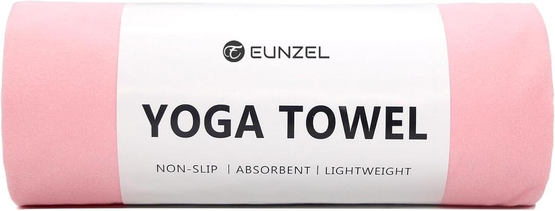 Eunzel Hot Yoga Towel Non Slip Yoga Mat Towel Non-Slip Sweat Absorbent Microfiber Towel for Hot Yoga, Pilates and Workout 72" x 26.5", Pink