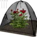 22"x22"x22" Plant Cover with 4 Stakes - Black Mesh Cloche for Garden & Potted Plants - Insect & Bird Netting for Vegetables, Seedlings on Raised Bed, Patio, Balcony