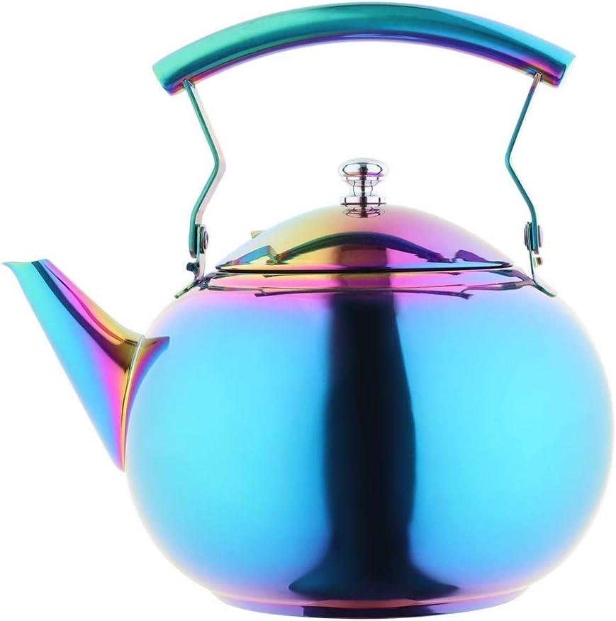 Onlycooker Rainbow Tea Pot with Infuser for Loose Leaf 2 Liter Tea Kettle Stainless Steel Colorful Coffee Pot 8 Cup Stovetop Induction Stove Top Teapot Strainer for Hot Water Multicolor 2.0 QT