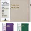 Notary Journal Log Book, Linen Notary Book with 510 Record Entries, Notary Log Books Notarial Public Journal for Notarial Acts, Notary Supplies with Privacy Guard, 120gsm Thick Paper, 10x7 (Beige)