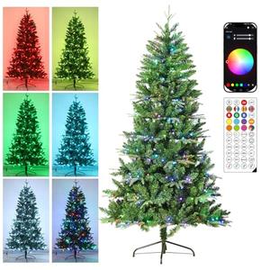7ft Prelit Christmas Tree with 400 LED Lights, Artificial Christmas Tree with App-Controlled Multi-Color RGB Lights, 1299 Branch Tips, Easy to Assemble, for Home Outdoor, Pack Of 2
